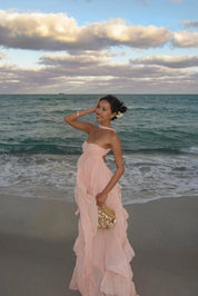 Dames zomerjurk maxi met volants en ster detail
