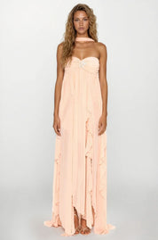Dames zomerjurk maxi met volants en ster detail