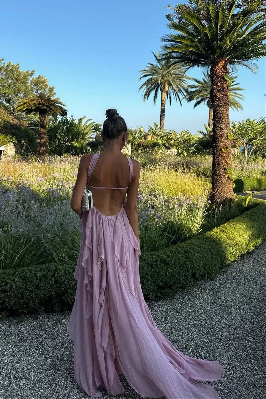 Dames zomerjurk maxi met volants en ster detail