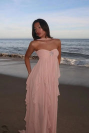 Dames zomerjurk maxi met volants en ster detail