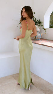 Groene dames zomerjurk maxi met roze bloemenprint