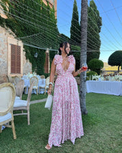 Dames zomerjurk lang gebloemd mouwloos elegant