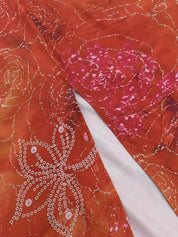 Rode zomerjurk dames - Lang met open rug en bloemenprint