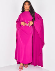 Lange dames avondjurk | Elegante cape met mouwen