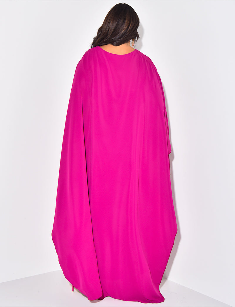 Lange dames avondjurk | Elegante cape met mouwen