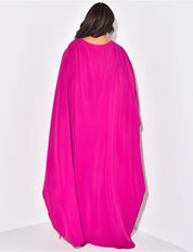 Lange dames avondjurk | Elegante cape met mouwen
