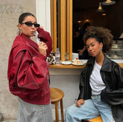 Oversized Jack Dames met Brede Kraag | Bomber Pasvorm en Contrasterende Stiksels