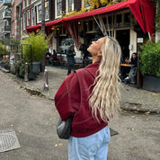 Oversized Jack Dames met Brede Kraag | Bomber Pasvorm en Contrasterende Stiksels
