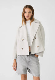 Dames korte jas | Elegante korte jas met knopen en brede kraag