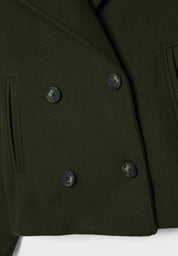 Dames korte jas | Elegante korte jas met knopen en brede kraag