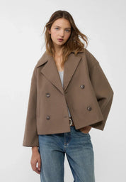 Dames korte jas | Elegante korte jas met knopen en brede kraag