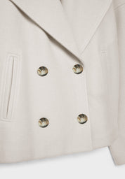 Dames korte jas | Elegante korte jas met knopen en brede kraag