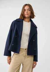 Dames korte jas | Elegante korte jas met knopen en brede kraag