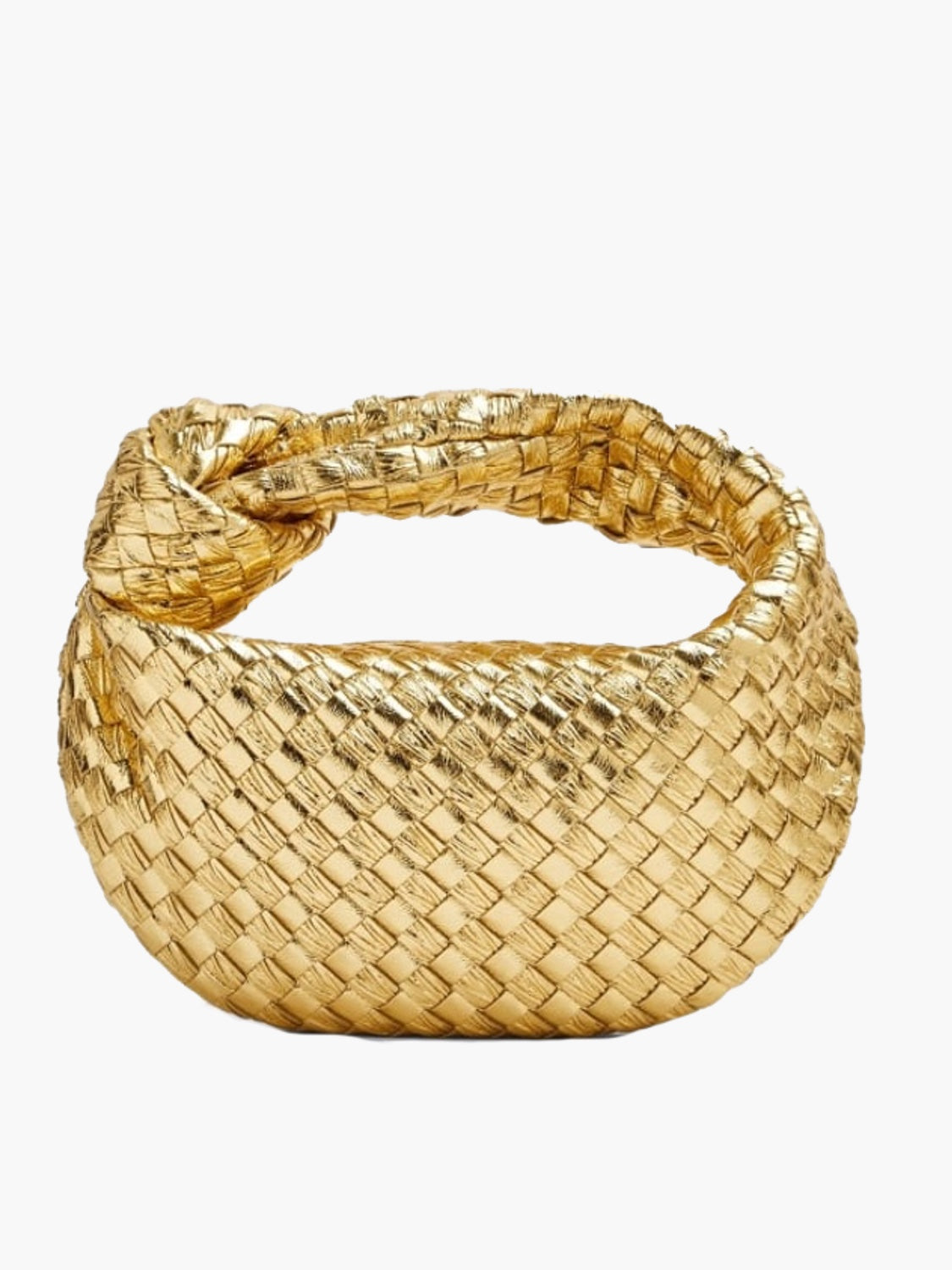 Geweven dames handtas | Stijlvolle pouch met knoop detail