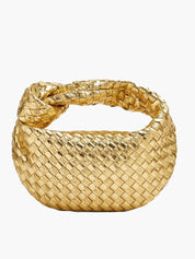 Geweven dames handtas | Stijlvolle pouch met knoop detail