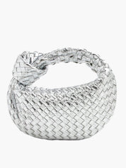 Geweven dames handtas | Stijlvolle pouch met knoop detail