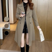 Dames trenchcoat met riem en klassieke kraag