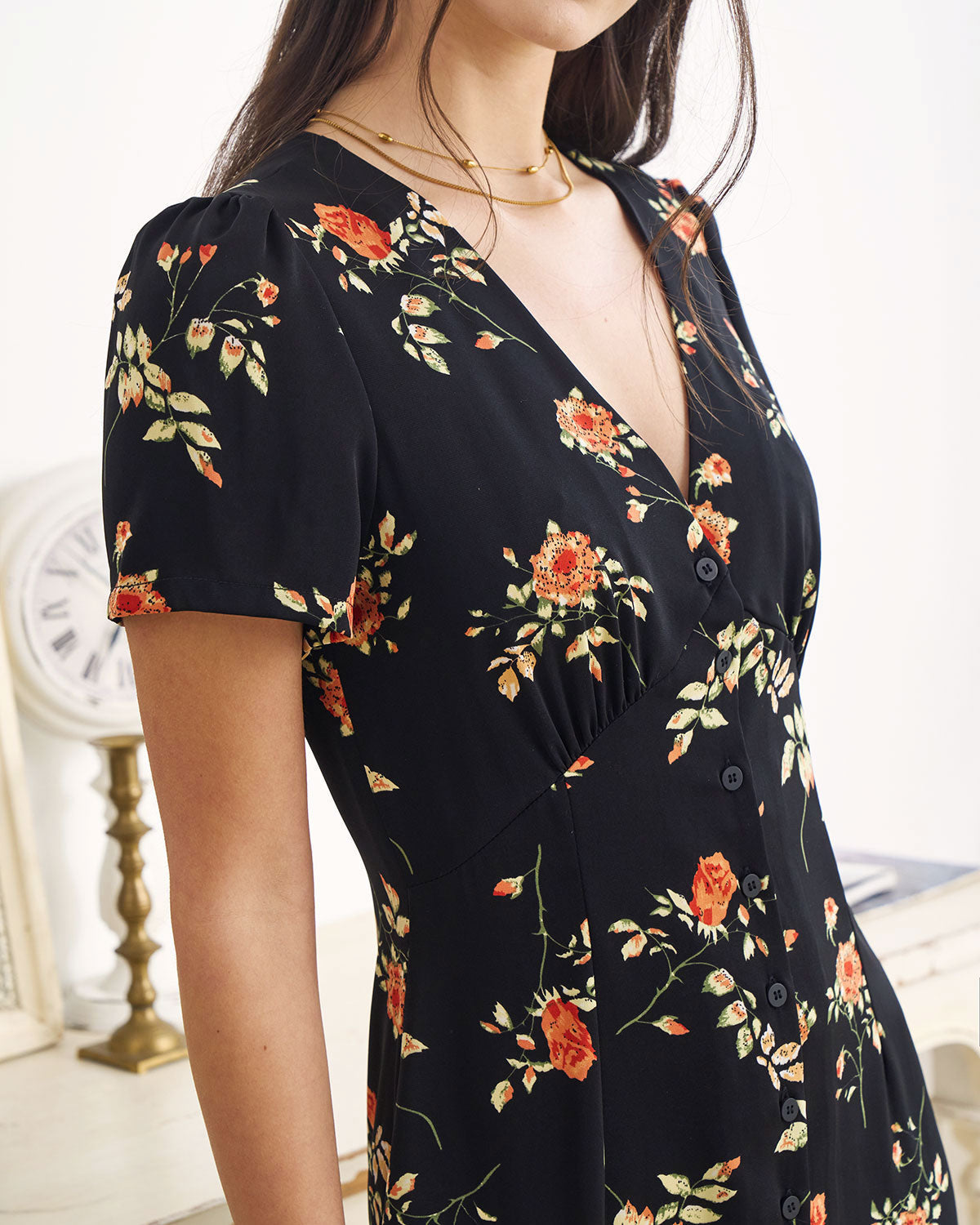 Dames zomerjurk maxi met V-hals en bloemenprint