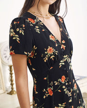 Dames zomerjurk maxi met V-hals en bloemenprint
