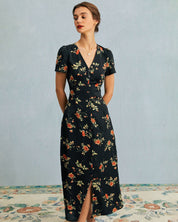 Dames zomerjurk maxi met V-hals en bloemenprint