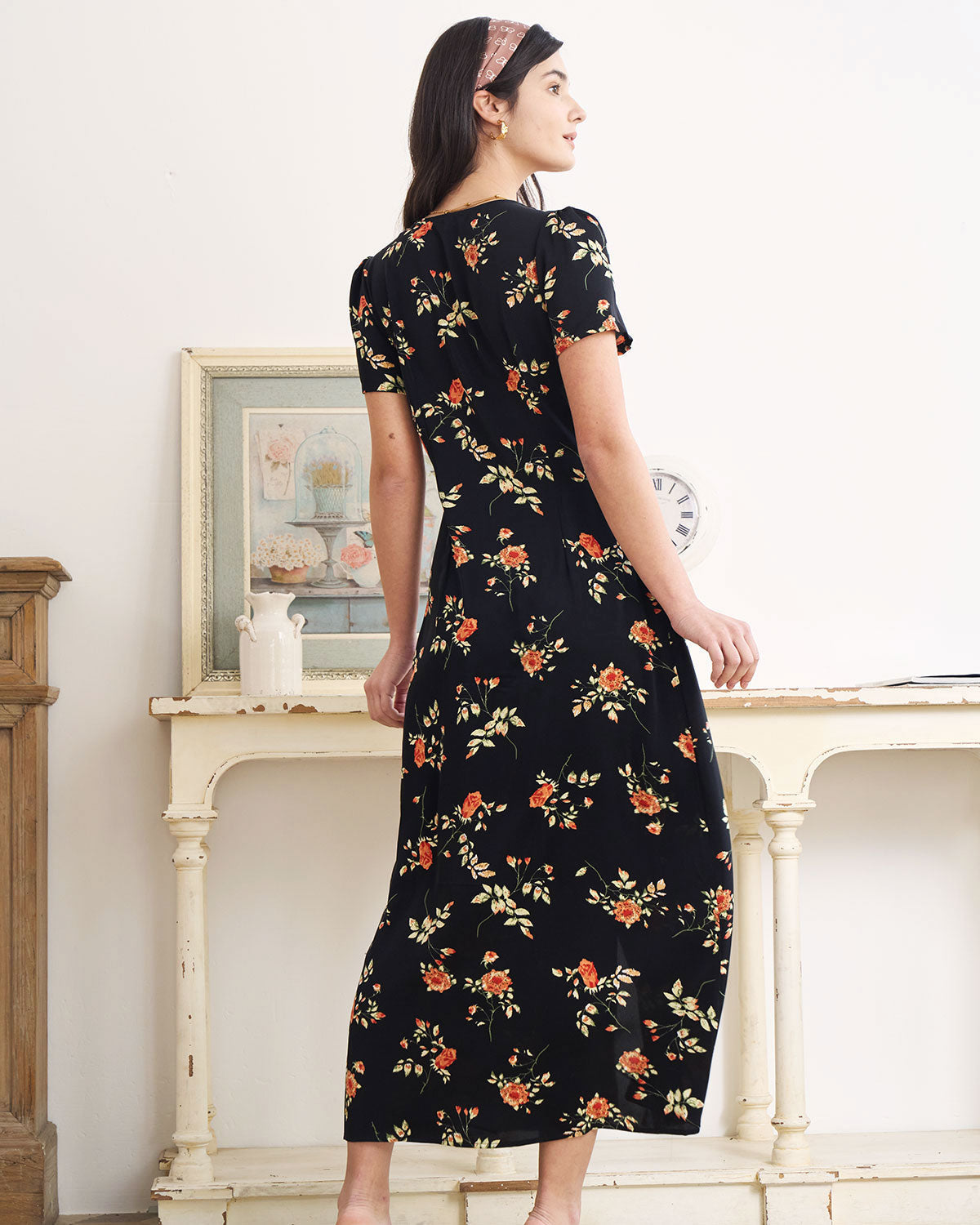 Dames zomerjurk maxi met V-hals en bloemenprint