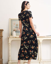 Dames zomerjurk maxi met V-hals en bloemenprint