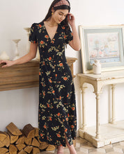 Dames zomerjurk maxi met V-hals en bloemenprint