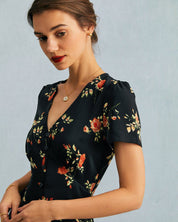 Dames zomerjurk maxi met V-hals en bloemenprint