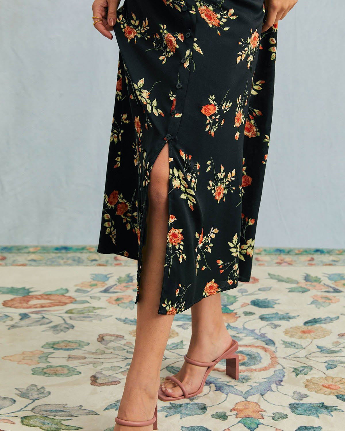 Dames zomerjurk maxi met V-hals en bloemenprint