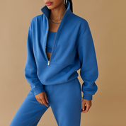 Dames joggingpak set | Vest met halve rits en comfortabele broek
