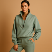 Dames joggingpak set | Vest met halve rits en comfortabele broek