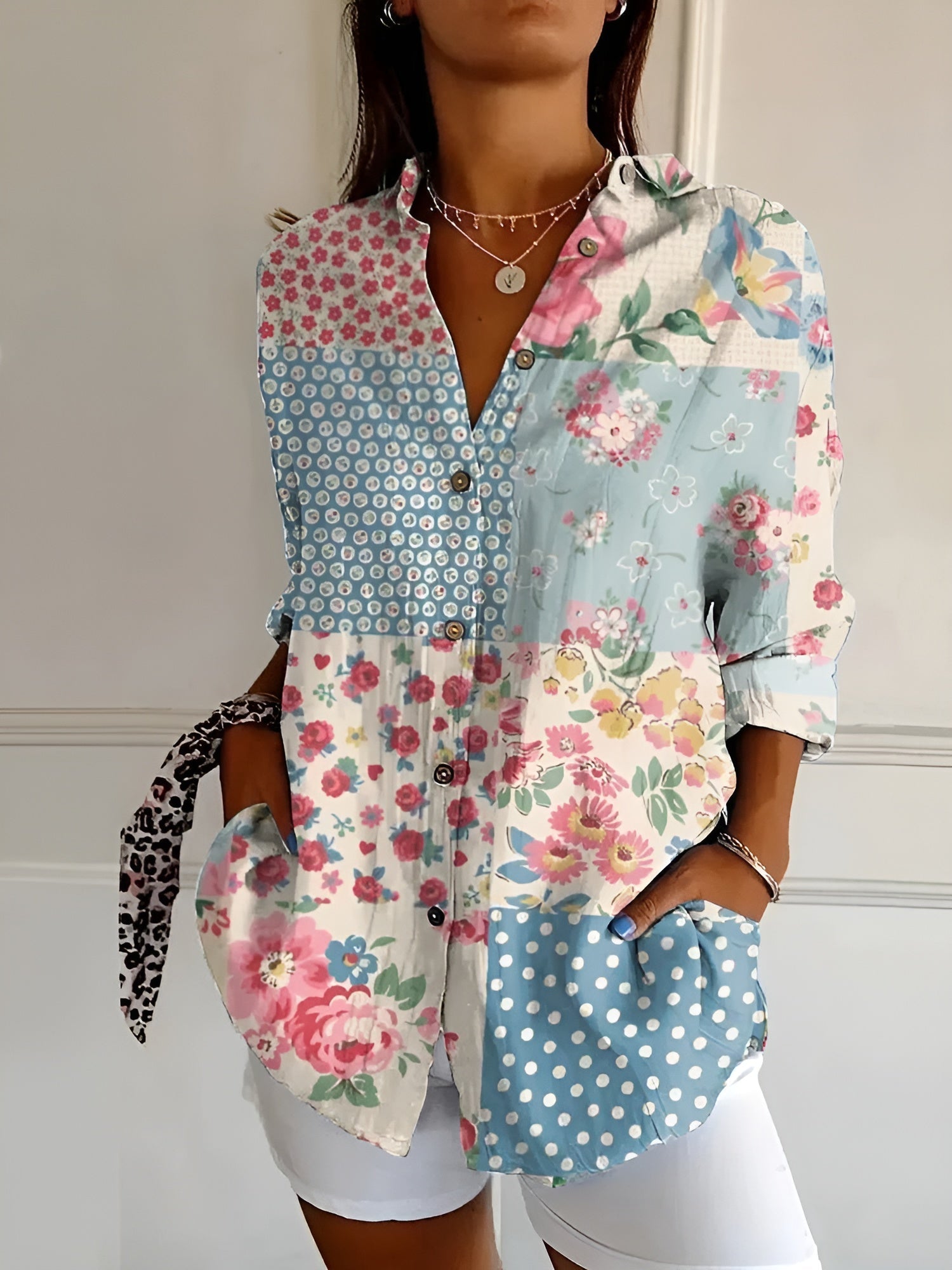 Dames zomerblouse met print en losvallende pasvorm