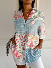 Dames zomerblouse met print en losvallende pasvorm