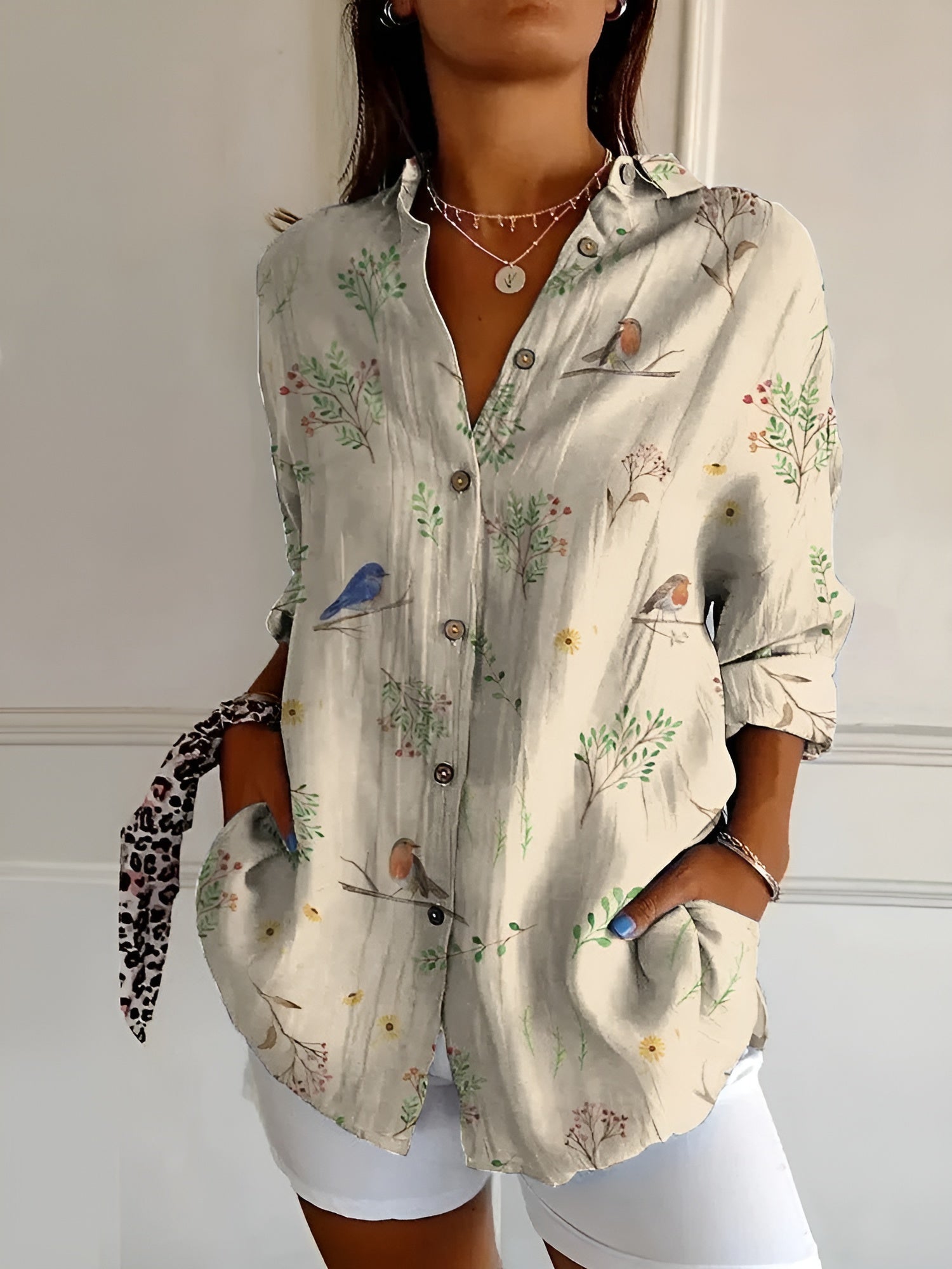 Dames zomerblouse met print en losvallende pasvorm