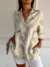 Dames zomerblouse met print en losvallende pasvorm