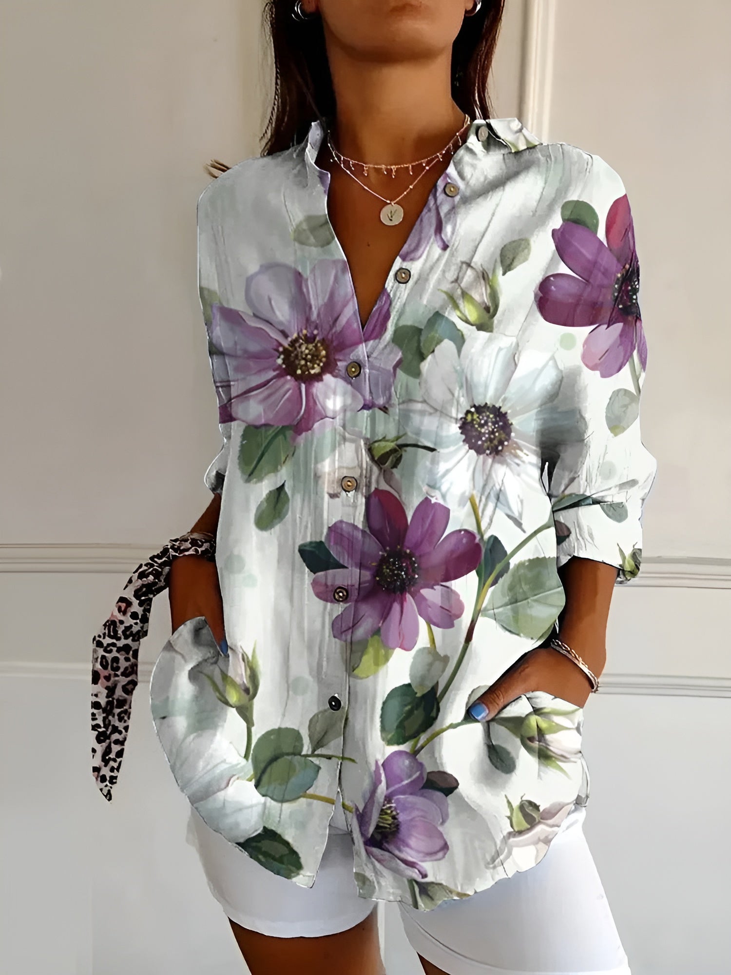 Dames zomerblouse met print en losvallende pasvorm