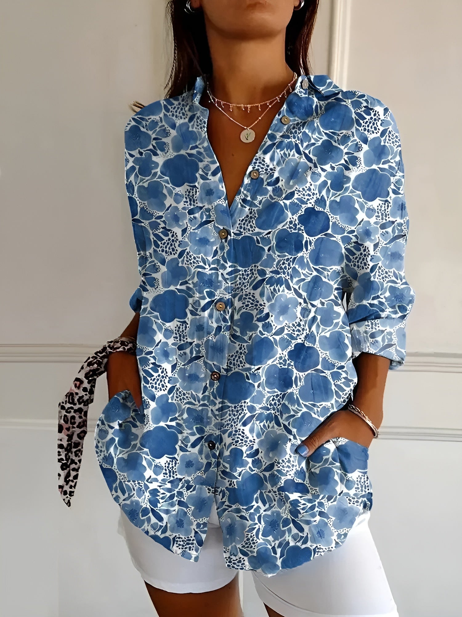 Dames zomerblouse met print en losvallende pasvorm