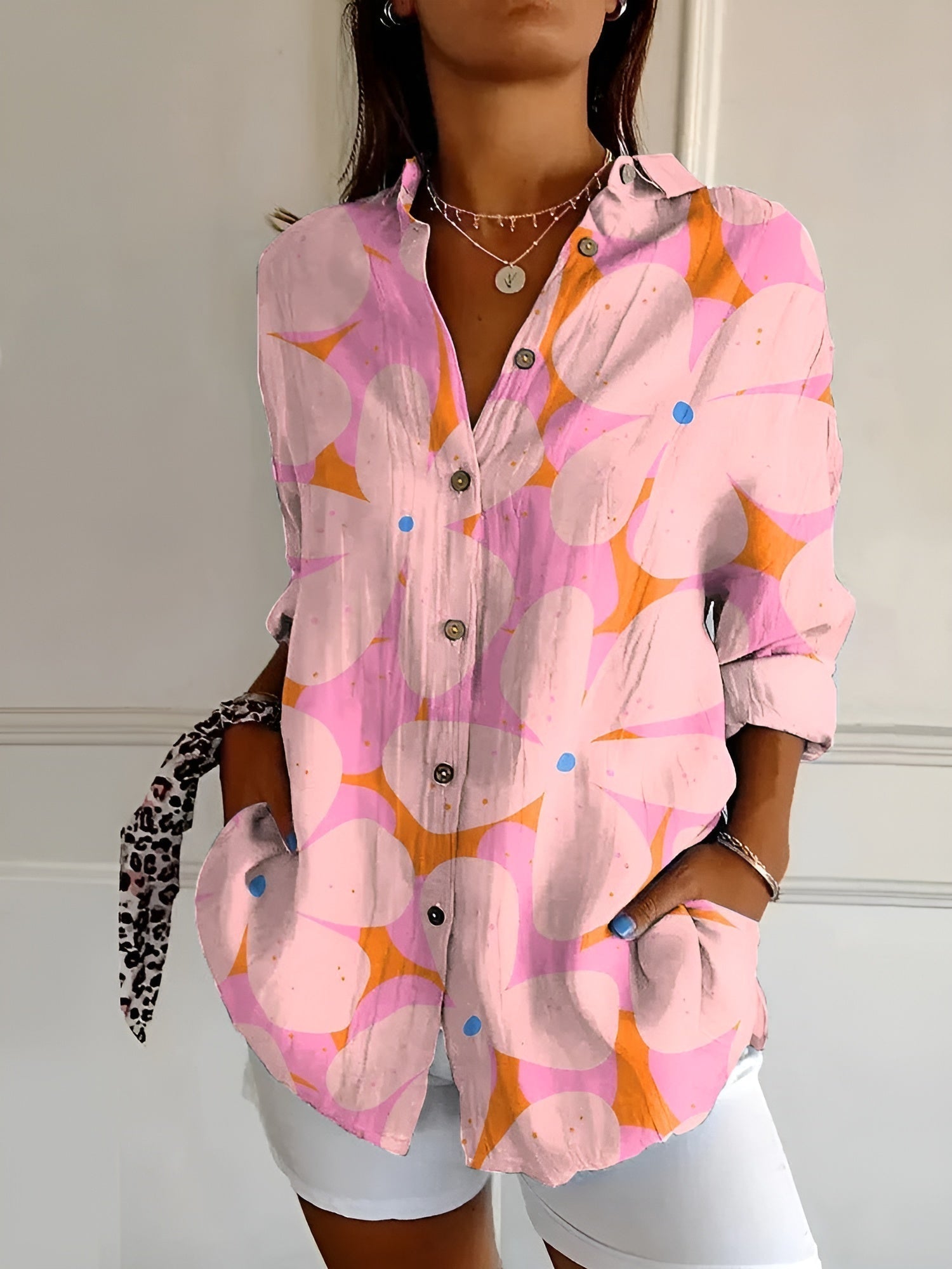 Dames zomerblouse met print en losvallende pasvorm