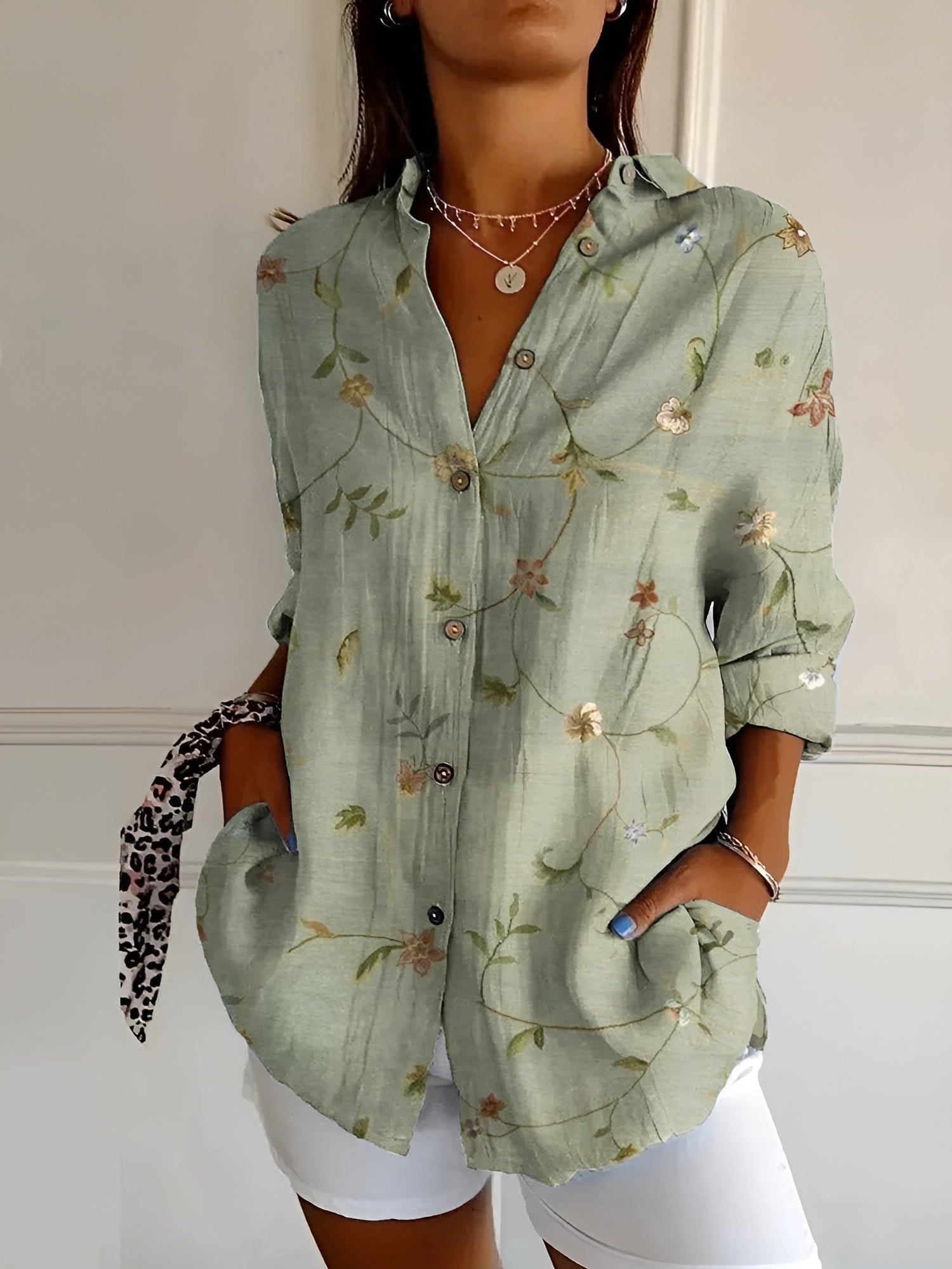Dames zomerblouse met print en losvallende pasvorm