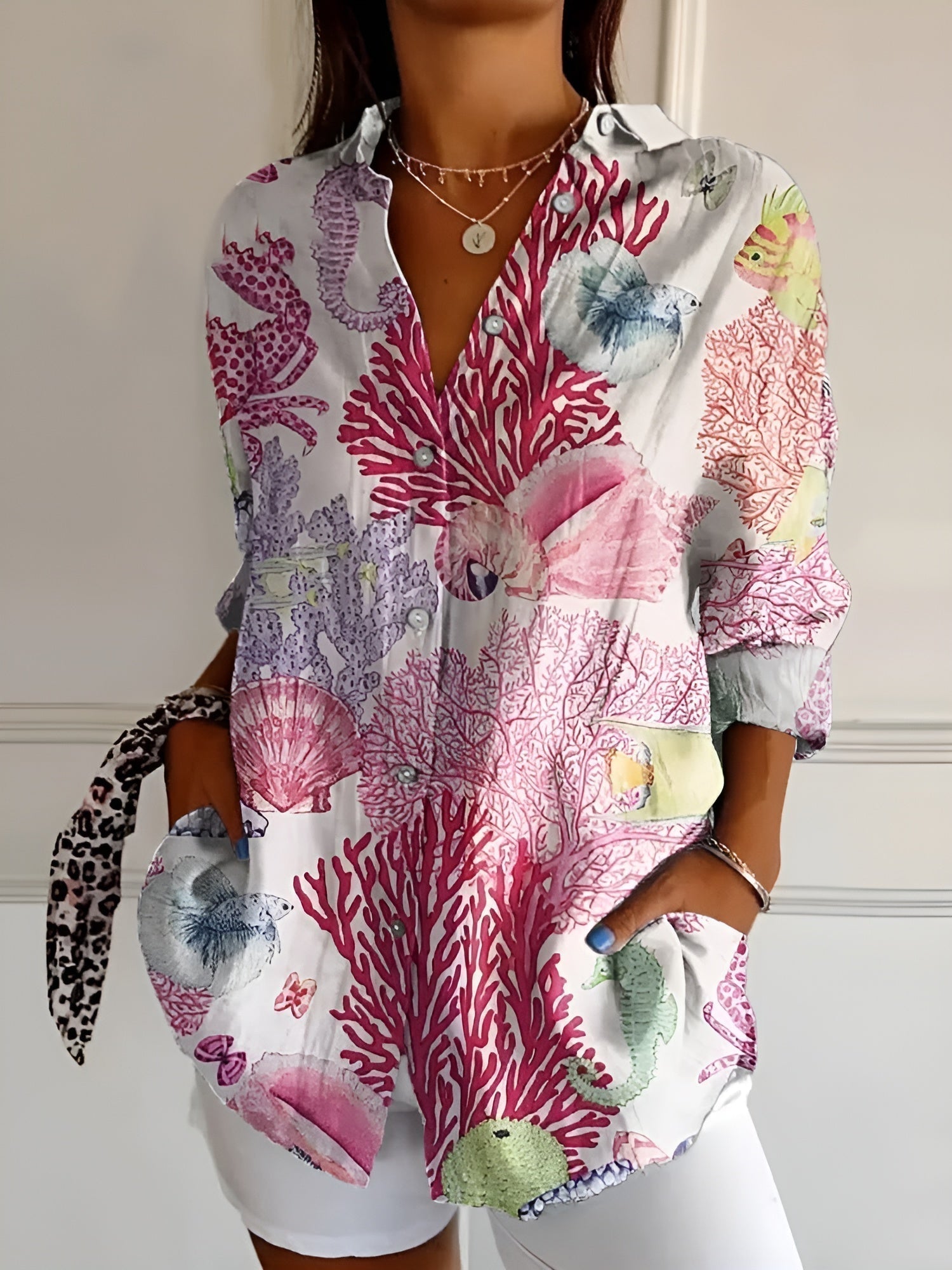 Dames zomerblouse met print en losvallende pasvorm