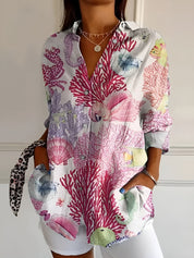 Dames zomerblouse met print en losvallende pasvorm