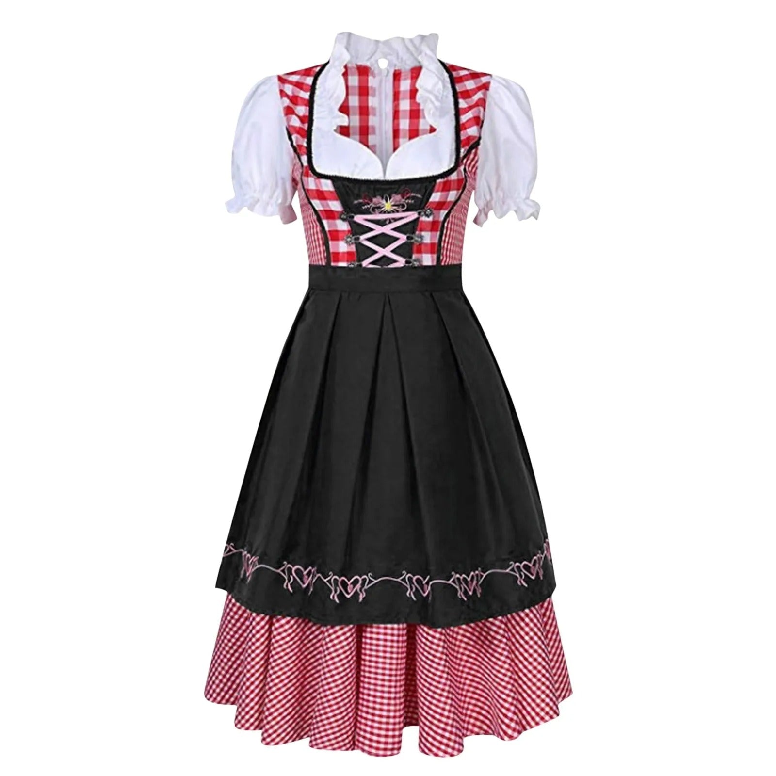 Dames traditionele dirndl met geruit patroon