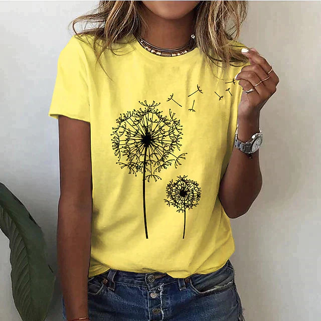 Ladies basic shirt in solid color with print - For spring and summer