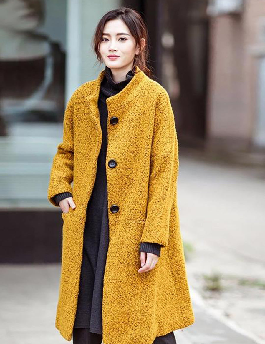 Dames winter mantel | Grof gebreide teddy jas