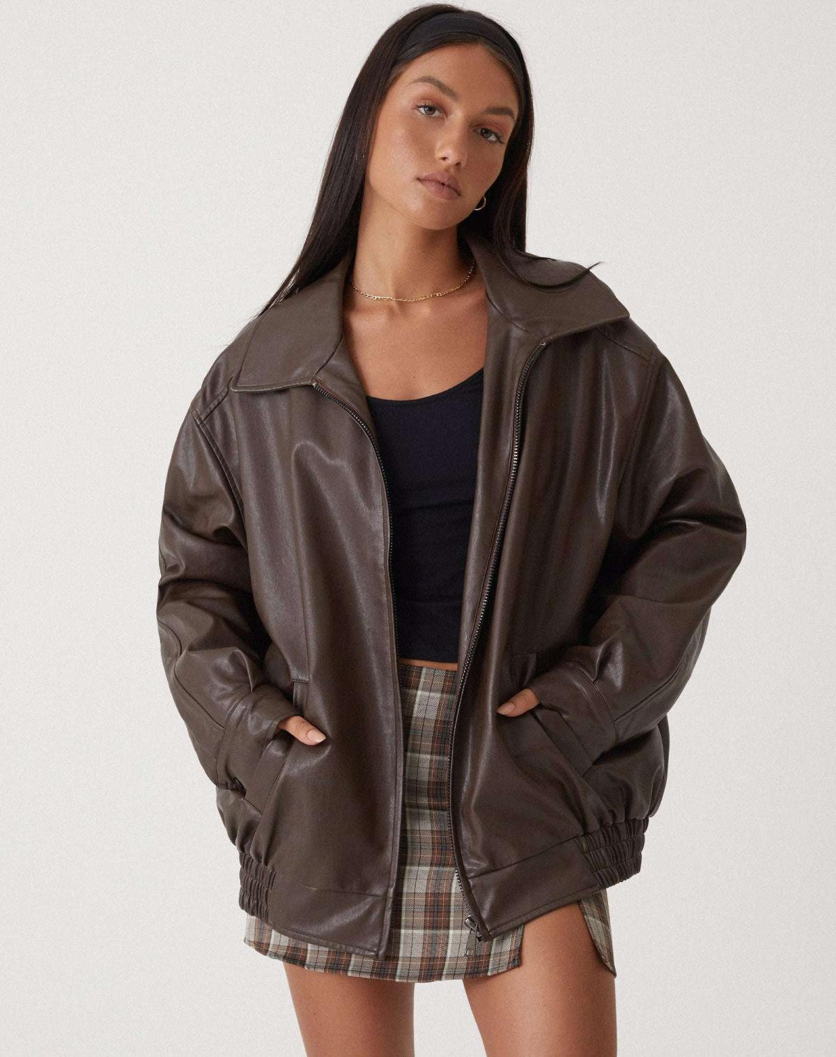 Leren look jas dames - Oversized met handige zakken