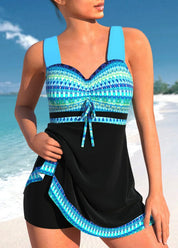 Women's swimsuit dress blue and black