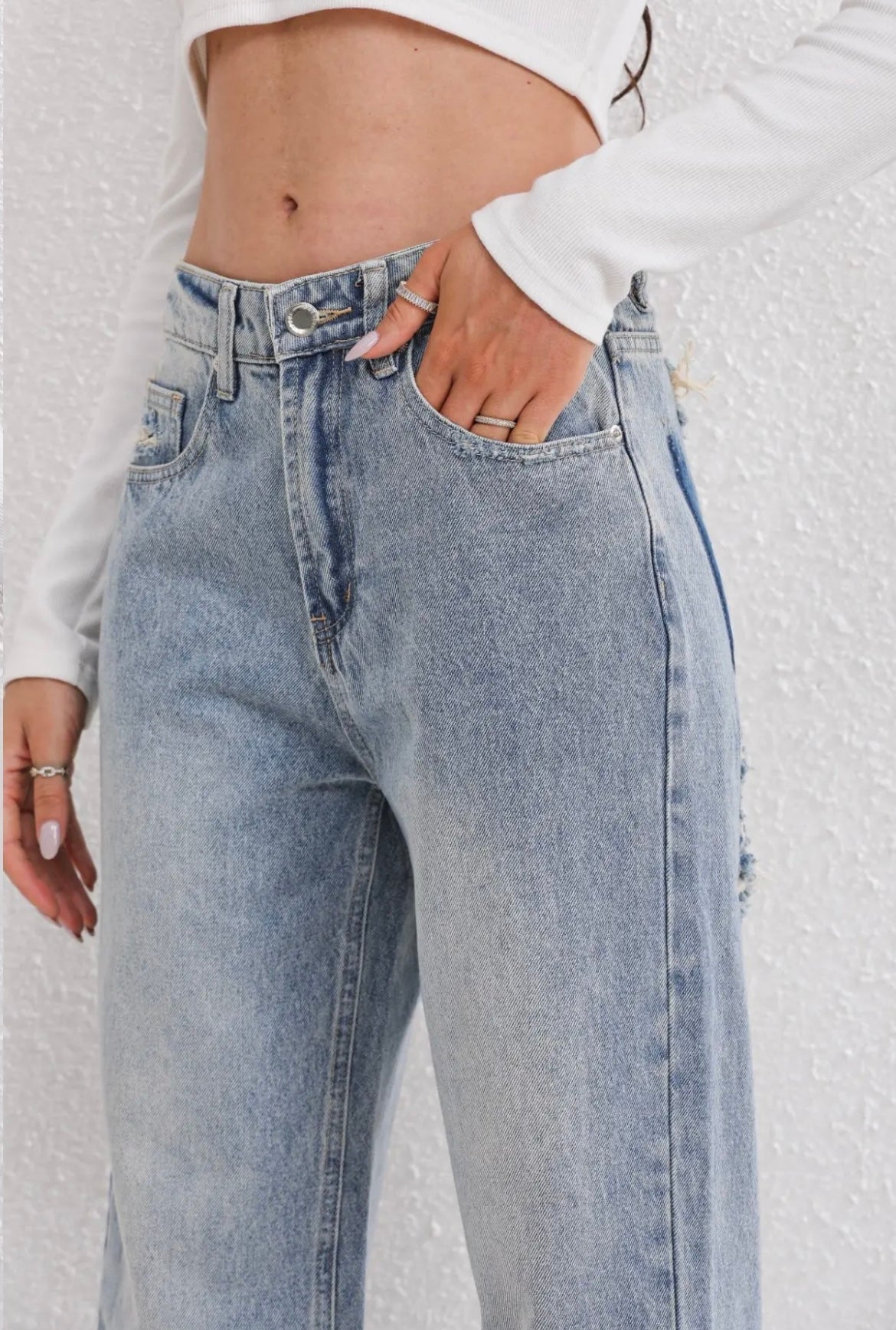 Dames ripped jeans straight fit | Spijkerbroek met lichte wassing