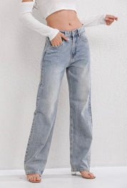 Dames ripped jeans straight fit | Spijkerbroek met lichte wassing