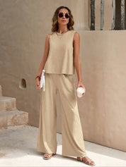 Ladies summer set two-piece with top and pants loungewear