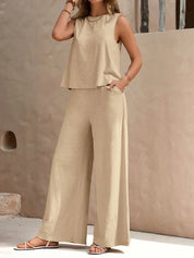 Ladies summer set two-piece with top and pants loungewear